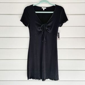 BP Tie Front Lettuce Edge Minidress Black Size Small